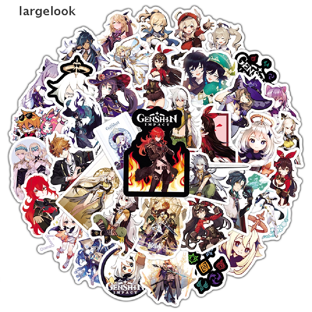 Set 50 miếng dán trang trí laptop/ guitar/ ván trượt/ va li họa tiết hoạt hình Genshin