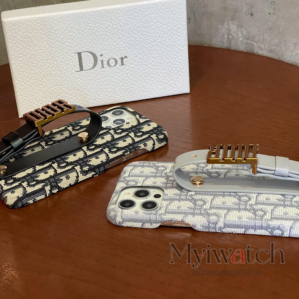 Ốp Điện Thoại Da Thêu logo Thời Trang Chống Rơi Kèm Dây Đeo Cho iphone 13 Pro Max 12 11 Pro Max