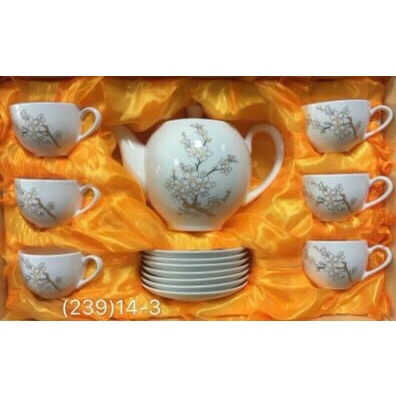 ẤM CHÉN PHA TRÀ SỨ XƯƠNG HÀN QUỐC - 1 ẤM 6 CHÉN 7 TÁCH KÊ