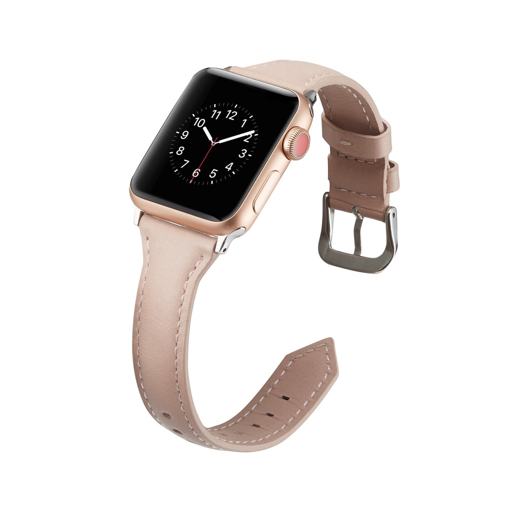 Dây đeo bằng da màu trơn cho đồng hồ thông minh Apple watch 6 Se