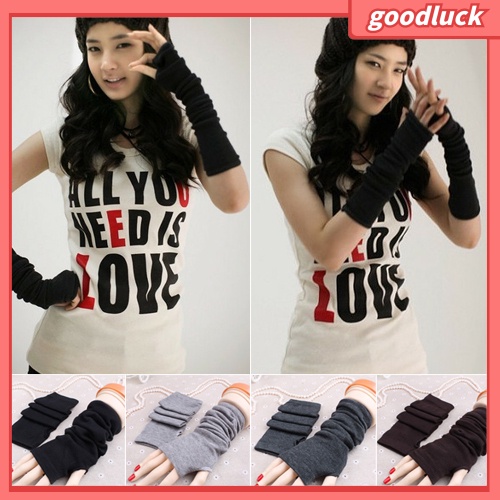 Găng tay dài hở ngón thời trang tùy chọn màu sắc cho nữ