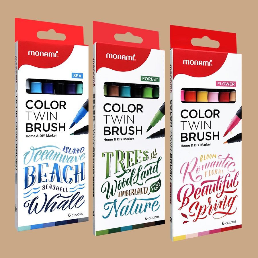 Bút Màu 2 đầu Monami Color Twin Brush Hộp 6 Màu