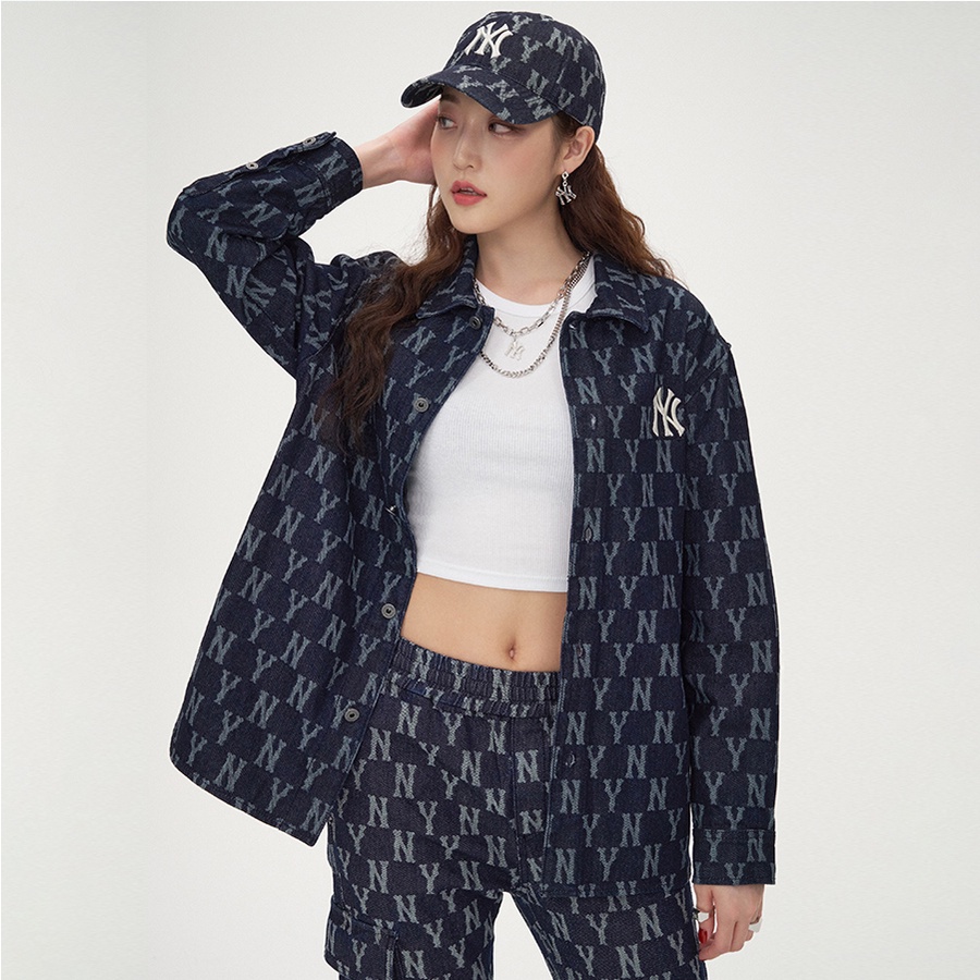 ÁO BÒ M.L.B JACQUARD MONOGRAM DENIM SHIRT NEW YORK YANKEES 3AWSN4014