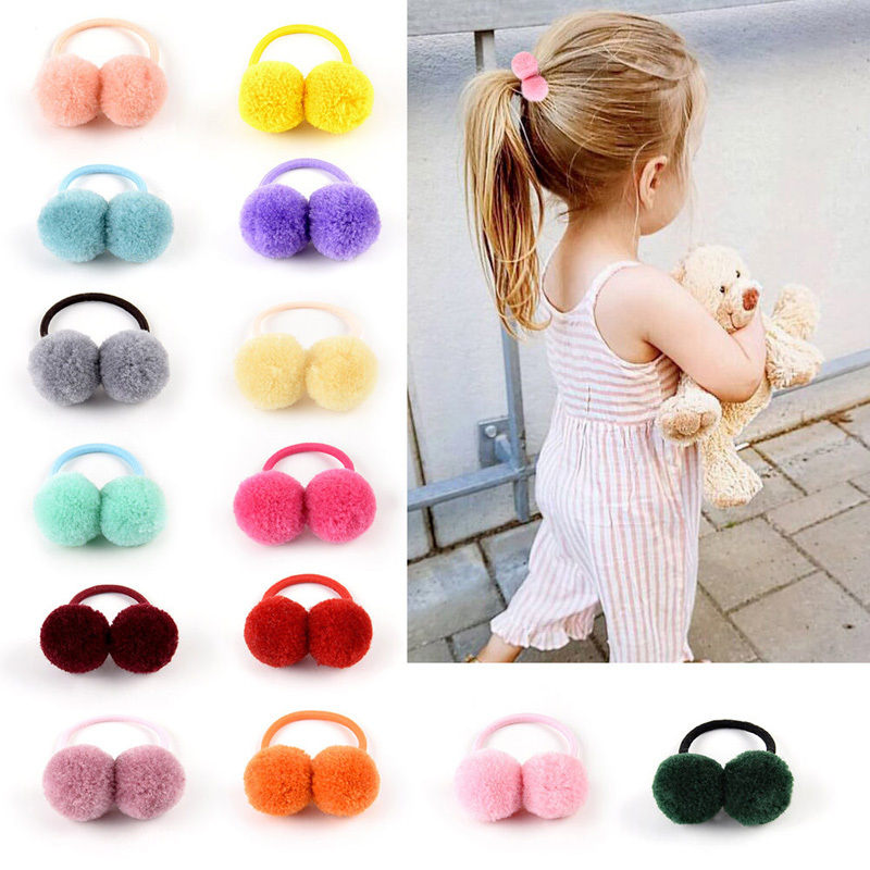 Dây Buộc Tóc Gắn Bóng Bông Xinh Xắn Thời Trang Cho Bé Gái