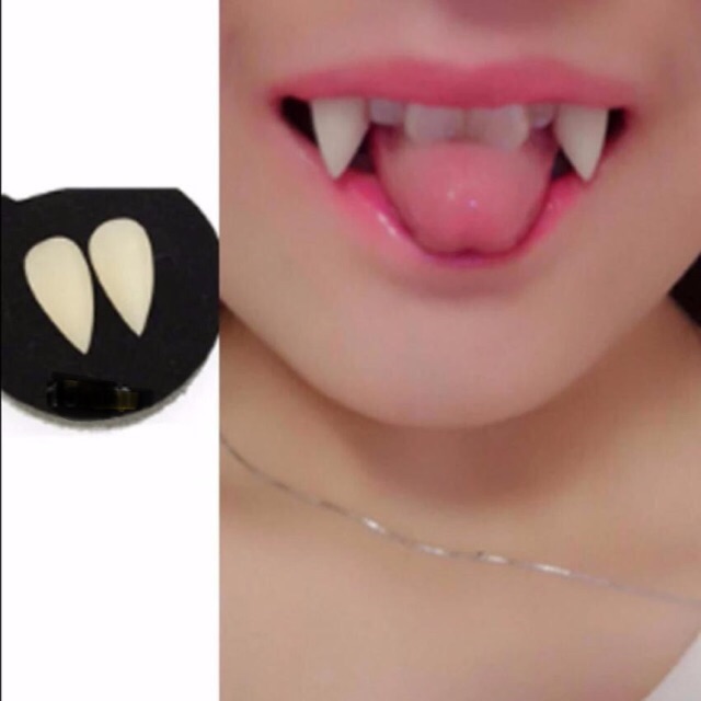 3 món hoá trang Răng gia : 2 cái răng nhọn hoá trang + 1 keo dán răng USA - Bộ dụng cụ hoá trang răng nhọn, răng khểnh