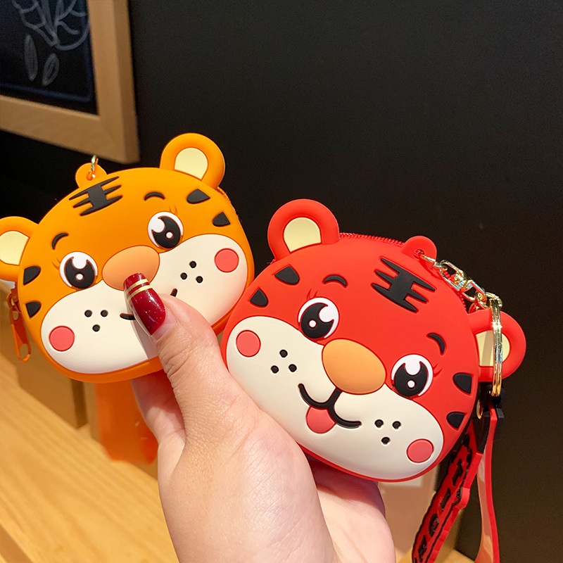 Ví Đựng Tiền Xu / Tai Nghe / Son Môi Họa Tiết Hổ Hoạt Hình Dễ Thương