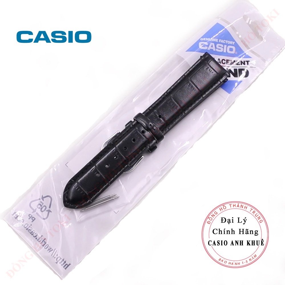 Dây da đồng hồ casio MTP-VT01L chính hãng da đen vân cá sấu cỡ 20mm