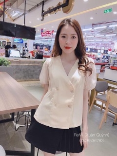 Áo sơ mi lụa phối tay voan
