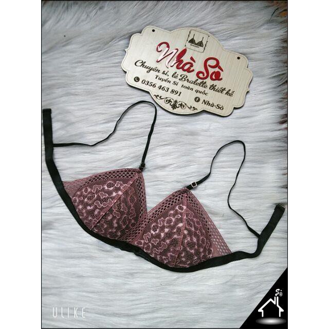 Bộ đồ lót sexy by Nhà Sò ren hồng ruốc quần tam giá NS056 | BigBuy360 - bigbuy360.vn