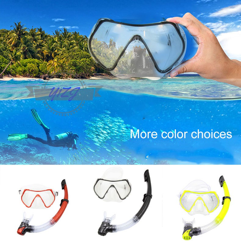 Y1ZJ Swimming Goggles Diving Mask Dry Top Snorkel Adjustable Snorkeling Gear Kit &amp;VN