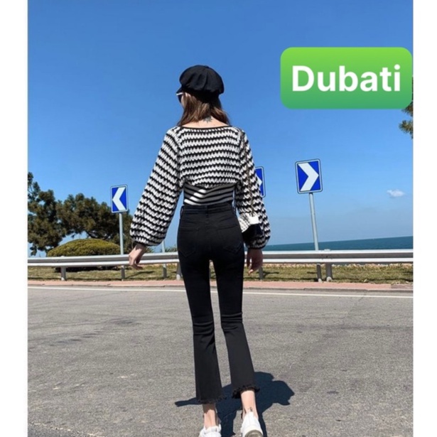 QUẦN JEAN NỮ CHẤT BÒ BÊN CO GIÃN ỐNG LOE LƯNG CAO NÂNG MÔNG HÀN QUỐC- DB 222- DUBATI FASHION