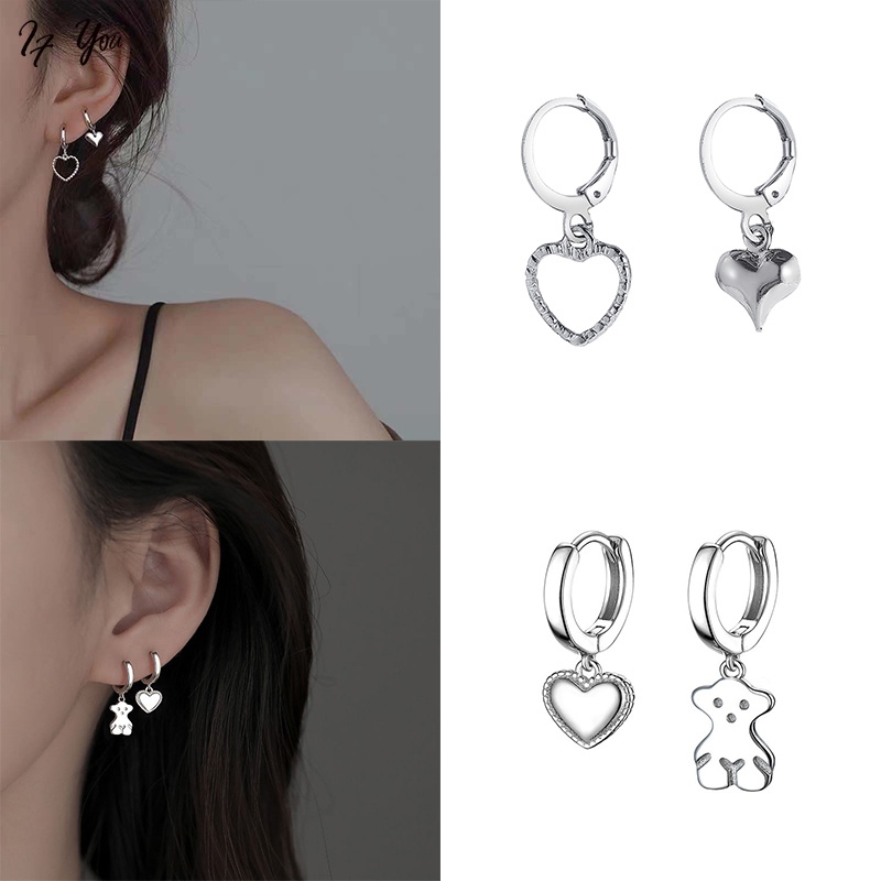 Set khuyên tai AY tạo hình trái tim/ chú gấu thời trang cho nữ