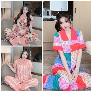 Đồ bộ lụa maingo tay ngắn quần dài cổ sen