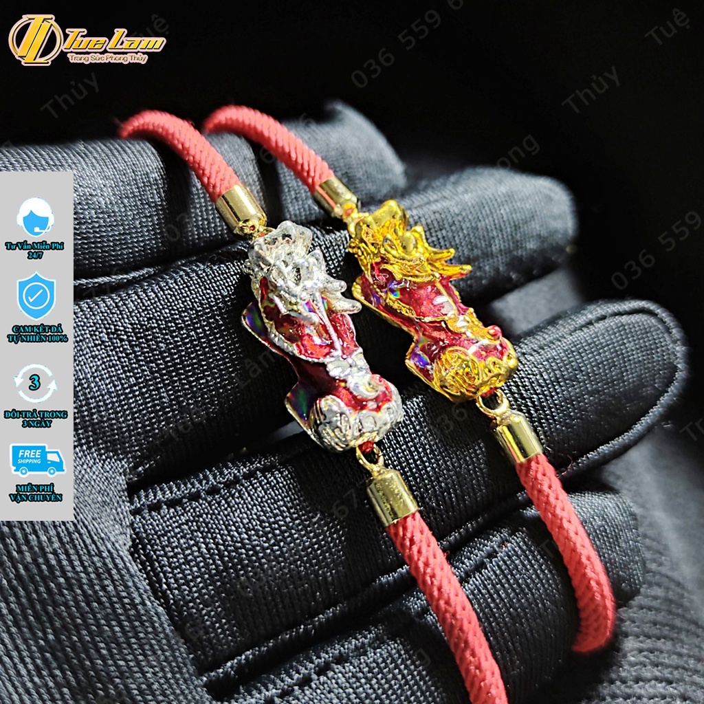 Vòng tay tỳ hưu tài lộc, tỳ hưu đổi màu khóa dây móc chỉ đỏ thời trang bền đẹp - Tuệ Lâm