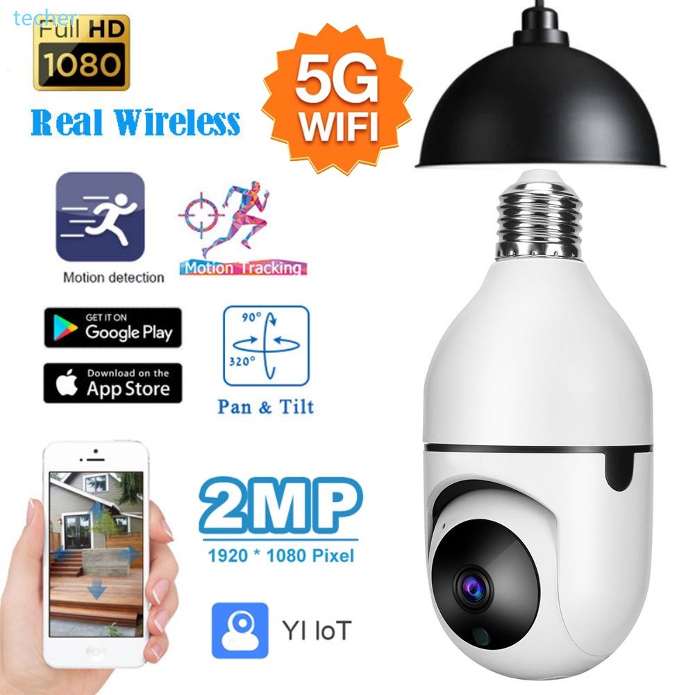 5G/2.4G WIFI E27 Bóng Đèn Giám Sát Máy Ảnh Tầm Nhìn Ban Đêm Tự Động Theo Dõi Con Người 4X Zoom Kỹ Thuật Số Video An Ninh màn hình Cam *