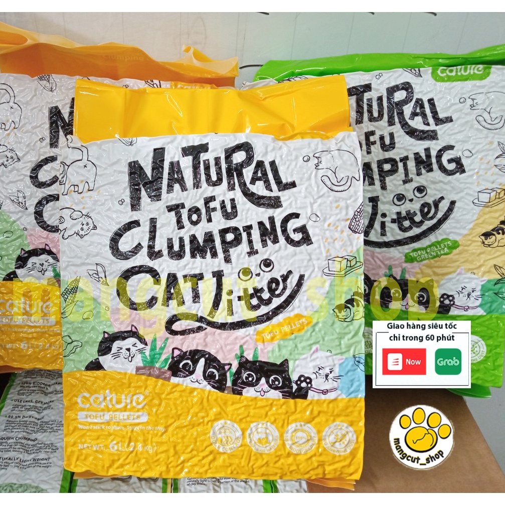 Cát đậu nành Cature cho mèo chính hãng 6l túi 2,4kg -  cát gỗ Nature Tofu