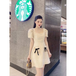 Váy dạ chữ a tay phồng