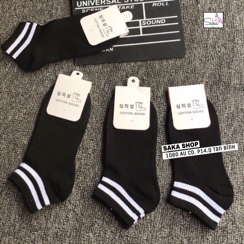 Vớ nữ thể thao trắng đen sọc