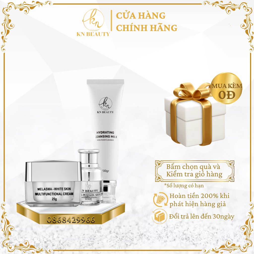 Bộ 3 Trắng Da Ngừa Nám KN Beauty chuyên sâu:Kem dưỡng 25g + Serum 30ml+ Sữa rửa mặt 120ml