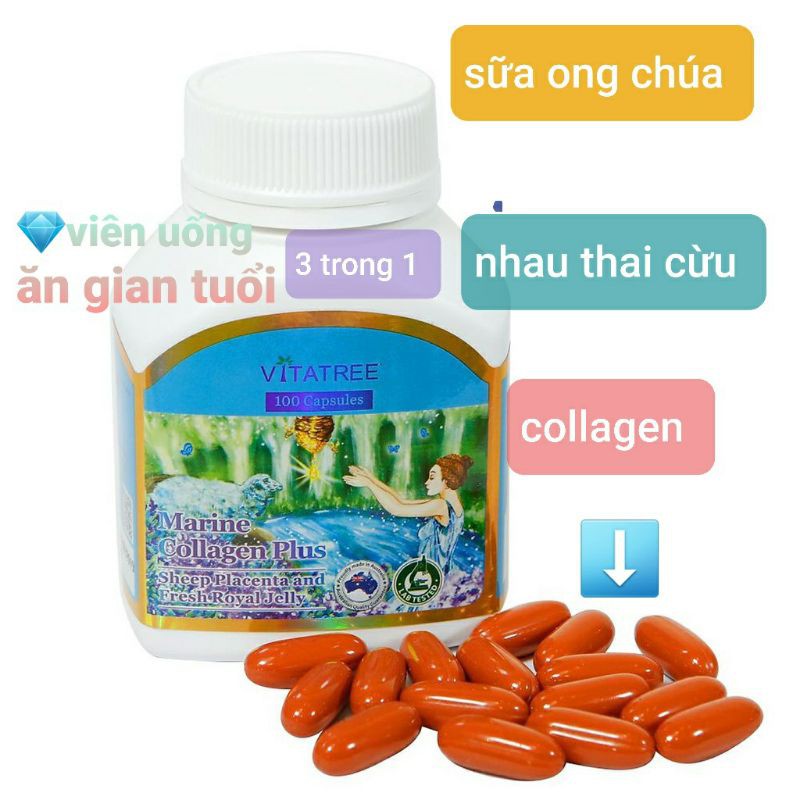 [Chuẩn Úc]Viên uống trắng da 3 in 1 VITATREE MARINE COLLAGEN PLUS 100 VIÊN