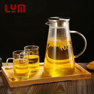 (SẴN) Bộ bình cốc thủy tinh (1 bình tam giác 2L + 2 cốc trụ 350ml), bình nước thủy tinh chịu nhiệt cao cấp