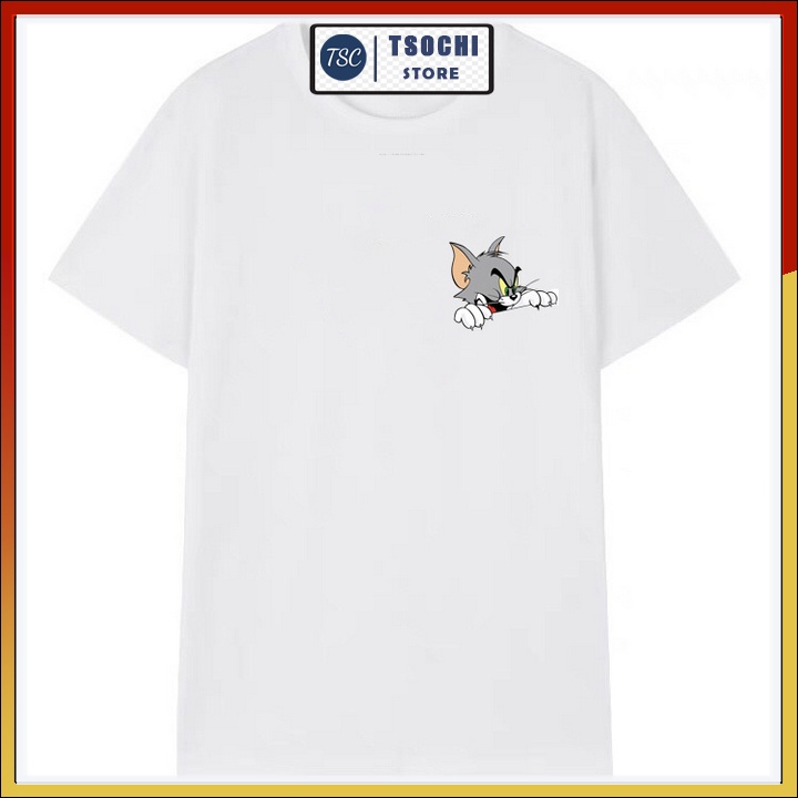 Áo thun cotton nam in hình mèo Tom chất phông nam tay ngắn cao cấp mã CZ613