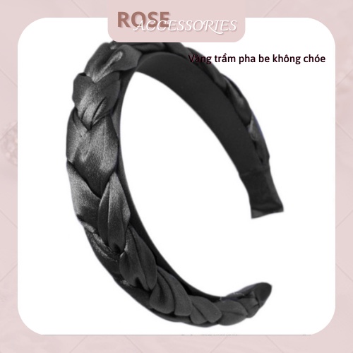 Bờm tóc bện lụa bóng bản 2cm phụ kiện tóc xinh Rose.Accessories mã B06