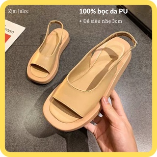 Giày quai hậu nữ JS014 phong cách ulzzang cao cấp Quai da đế dày 3cm chống nước