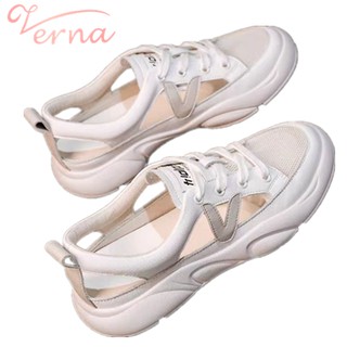 Verna Giày Sandal  Bít Mũi Màu Trắng Thoáng Khí Thời Trang Hè 2021 Thoải Mái Cho Nữ