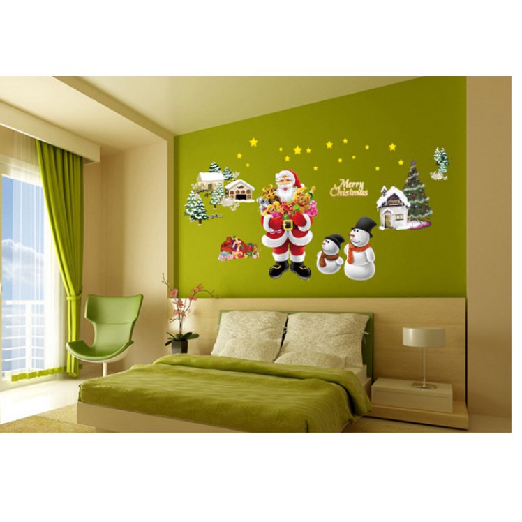 Decal Trang Trí Noel Ông Già Noel Và Quà Tặng
