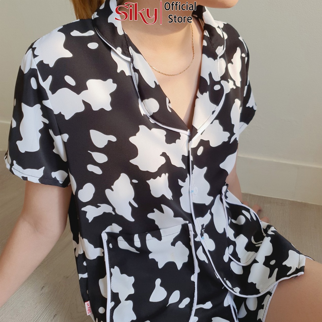 Bộ ngủ, bộ mặc nhà pijama nữ chất lụa Hàn siêu mềm mại - SIKY HX05 | BigBuy360 - bigbuy360.vn