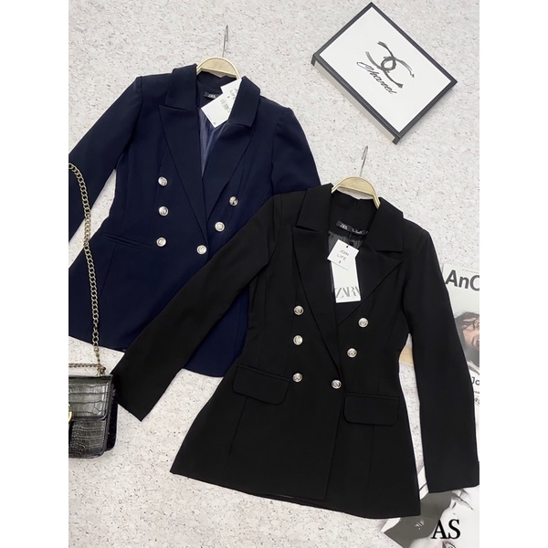 HÌNH THẬT - Áo khoác vest 2 lớp nút đồng tay dài