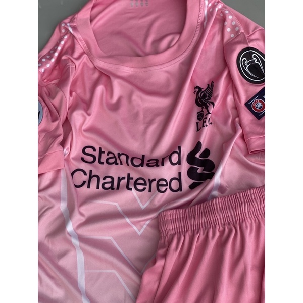 Set bộ quần áo bóng đá vải thun thái clb liverpool màu hồng 2021 2022