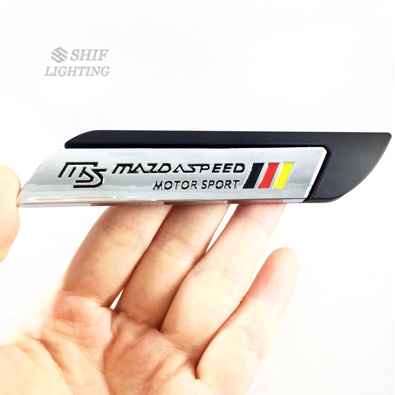 2 x Gold Metal MS MAZDA SPEED Logo Car Auto Body Fender Decorative Emblem Badge Decal Sticker For MAZDA