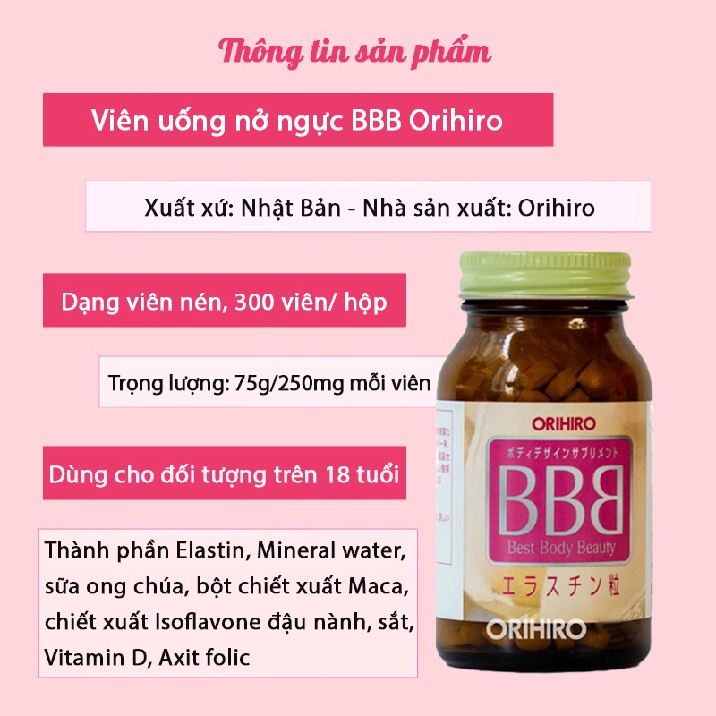 Viên uống nở ngực BBB Orihiro (300 viên)