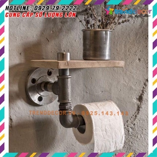 Kệ mini kèm móc treo tường WC chất liệu ống decor vintage trang trí phòng đẹp, độc, lạ TRENDDECOR.vn