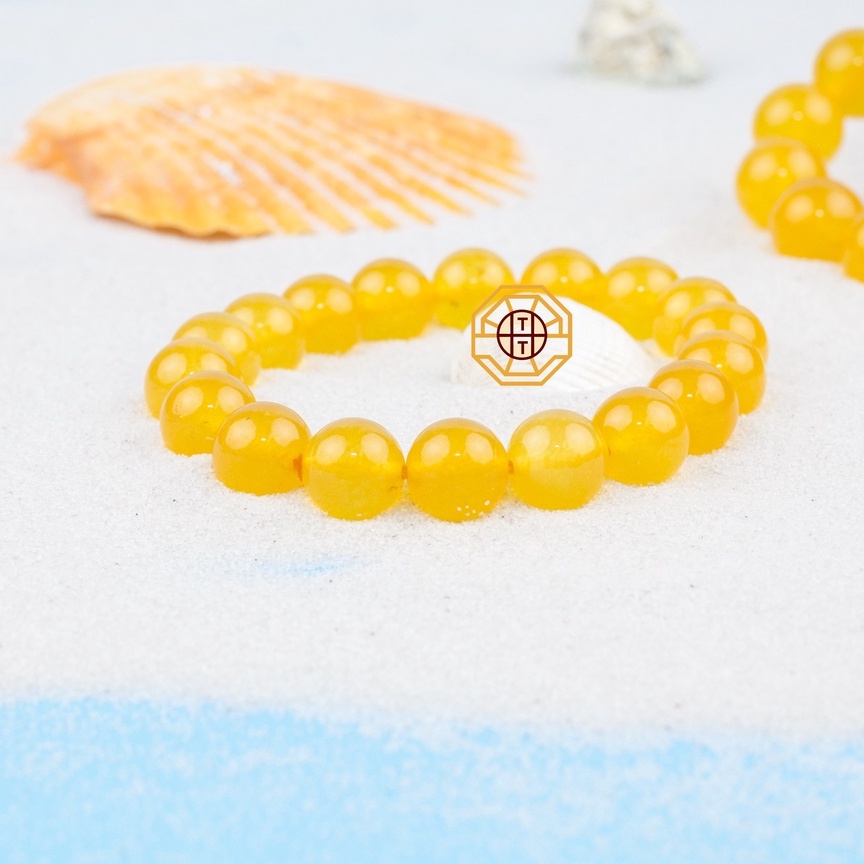 Vòng tay phong thủy đá MNao Vàng may mắn tài lộc nam nữ mệnh Thổ Kim - Tặng hộp gỗ cao cấp - Phong Thủy Tây Tạng