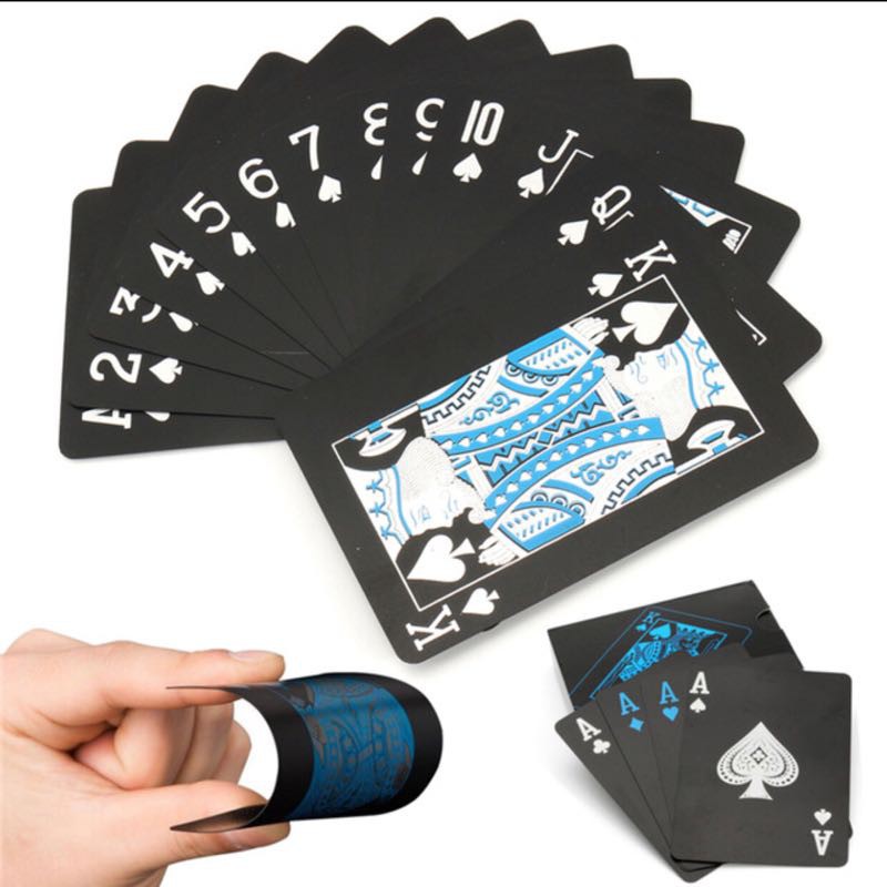 BỘ BÀI POKER NHỰA PVC MÀU ĐEN CHỐNG THẤM NƯỚC / ẢNH THẬT