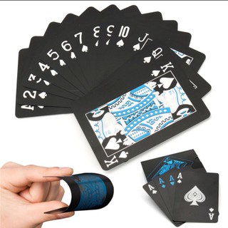 Bộ bài poker nhựa pvc màu đen chống thấm nước / ảnh thật
