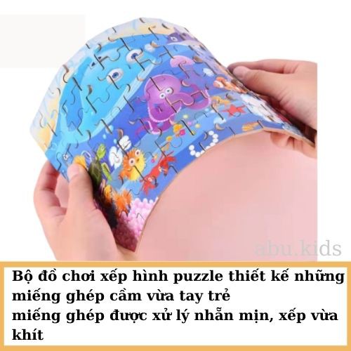 Ghép hình gỗ 60 mảnh kèm hộp sắt đồ chơi cho bé trai bé gái