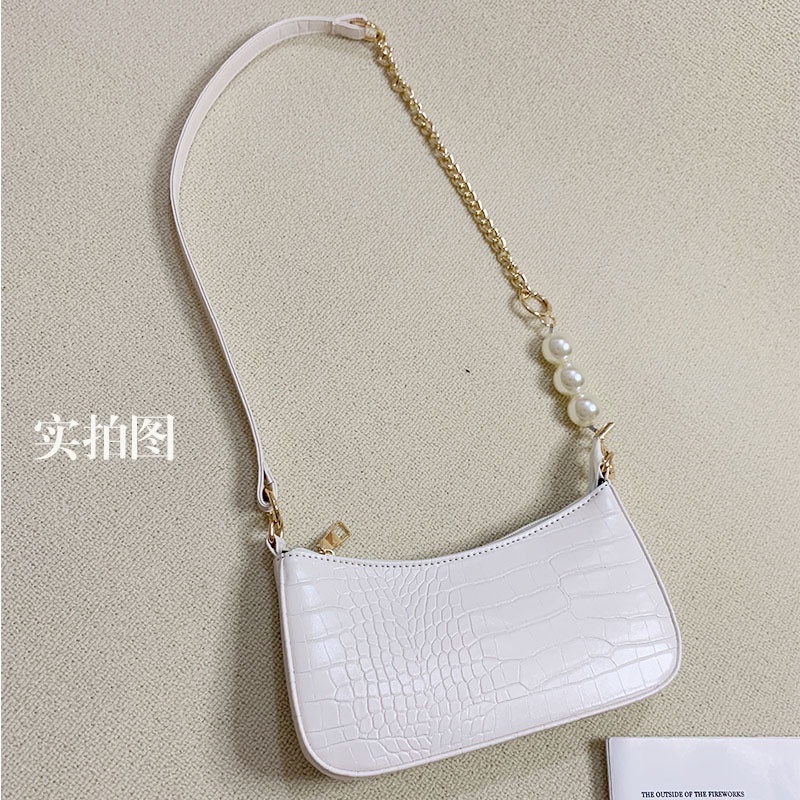Túi xách JASMIN NOIR đeo vai vân da cá sấu phối dây xích thời trang dành cho nữ