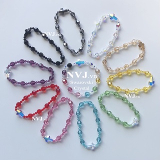 Swarovski Rosary – Vòng tay chuỗi Mân côi pha lê hạt tròn 5000 8ly nhiều màu tùy chọn, Trang sức NVJ PhaleAo