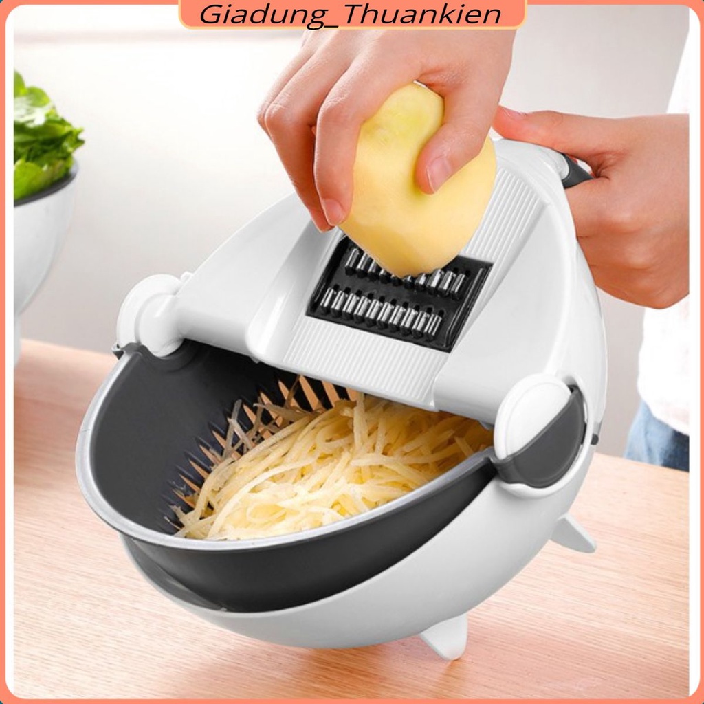 RỔ BÀO RAU CỦ ĐA NĂNG Cực Kỳ Tiện Lợi, Không Lo Đứt Tay, Giá Vô Địch, Bộ Bào Sợi Rau Củ 9 Món Kiêm Rổ Rửa 9 trong 1