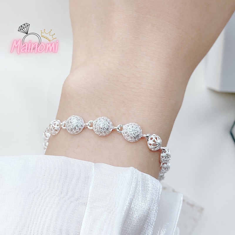 Lắc tay vòng tay nửa cầu hoa văn cách điệu độc đáo MAINOMI Shop bạc xinh