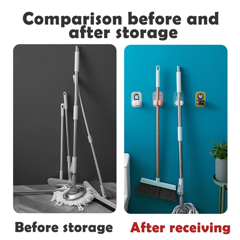 Giá Đỡ Chổi/Cọ Lau Nhà Gắn Tường Có Giác Hút Tiện Dụng Cho Nhà Tắm