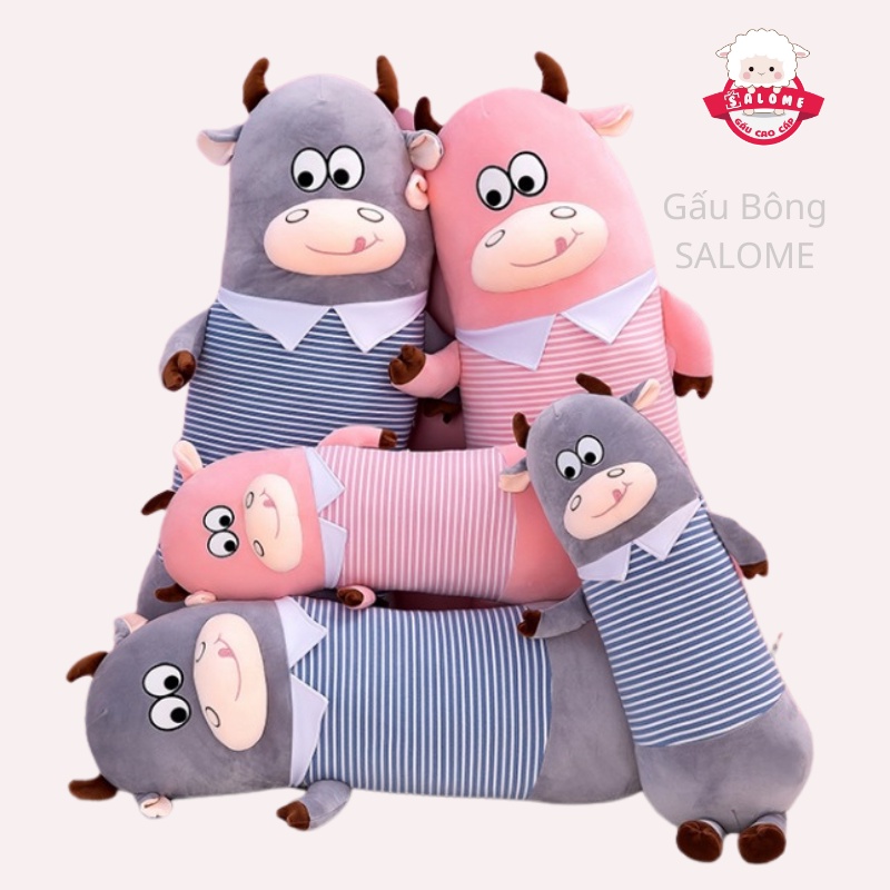 Gấu Bông Con Trâu Tri Thức Dễ Thương SALOME tp HCM, Có Khóa Kéo Cao Cấp
