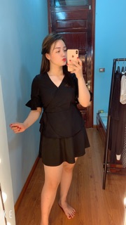 Áo thắt nơ eo đen BIGSIZE(THỜI TRANG NGOẠI CỠ)