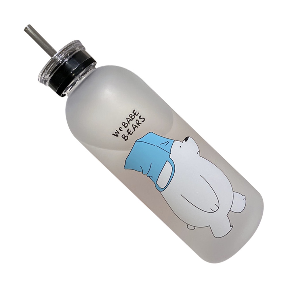 Bình Nước Nhựa Trong Suốt Cỡ Lớn Chống Tràn 1000Ml In Hình Gấu Đáng Yêu