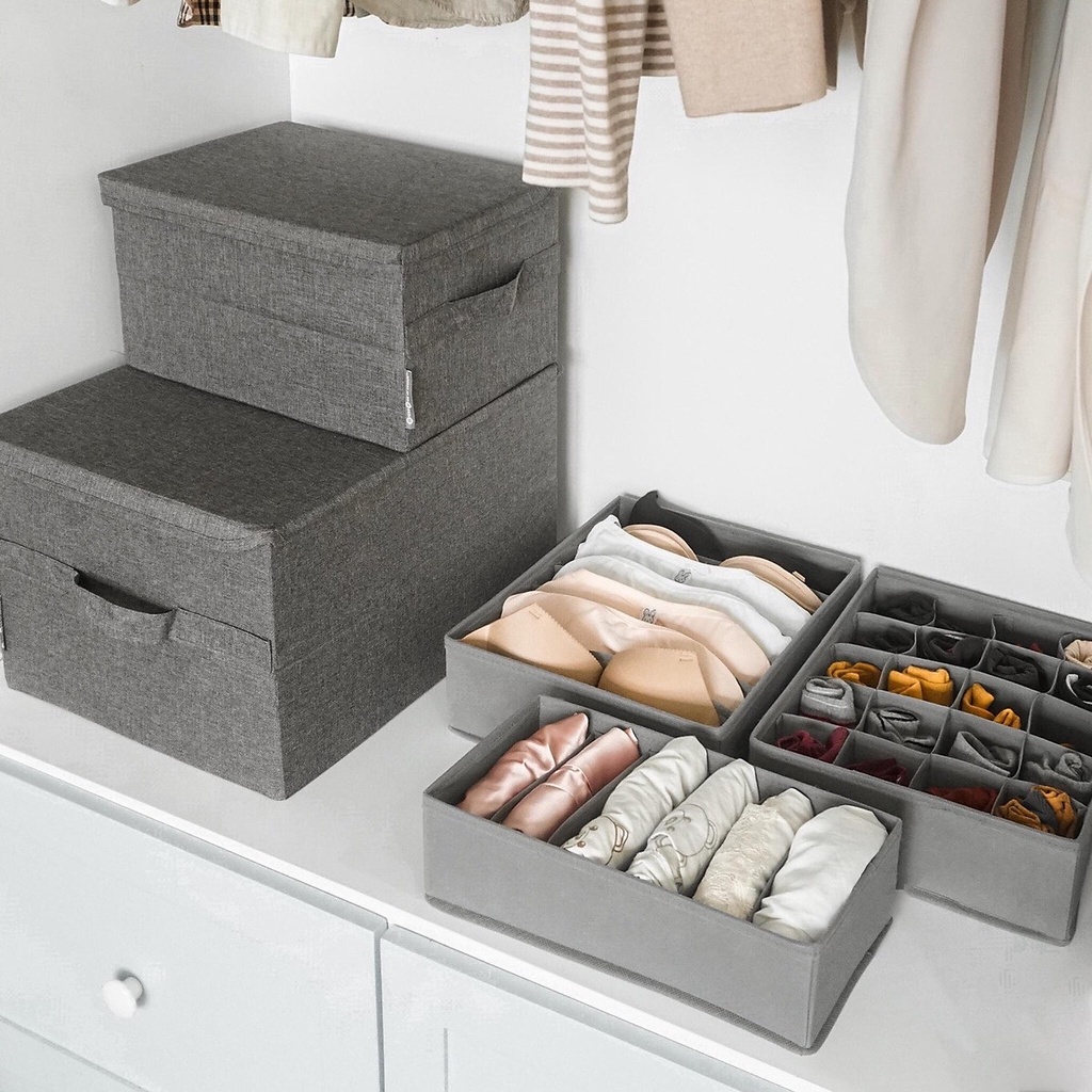 Set 3 Túi vải đựng đồ lót tất vớ cá nhân nhiều ngăn tiện gọn dễ tìm khay xếp chia ô