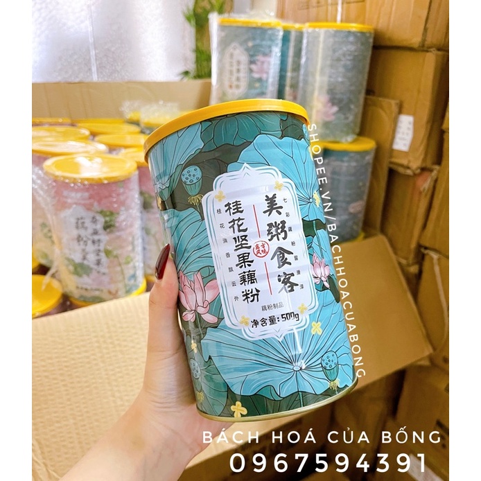 Bột củ sen ngũ cốc dưỡng nhan hiệu Meizhoushike hộp 500gr (Xanh M2)